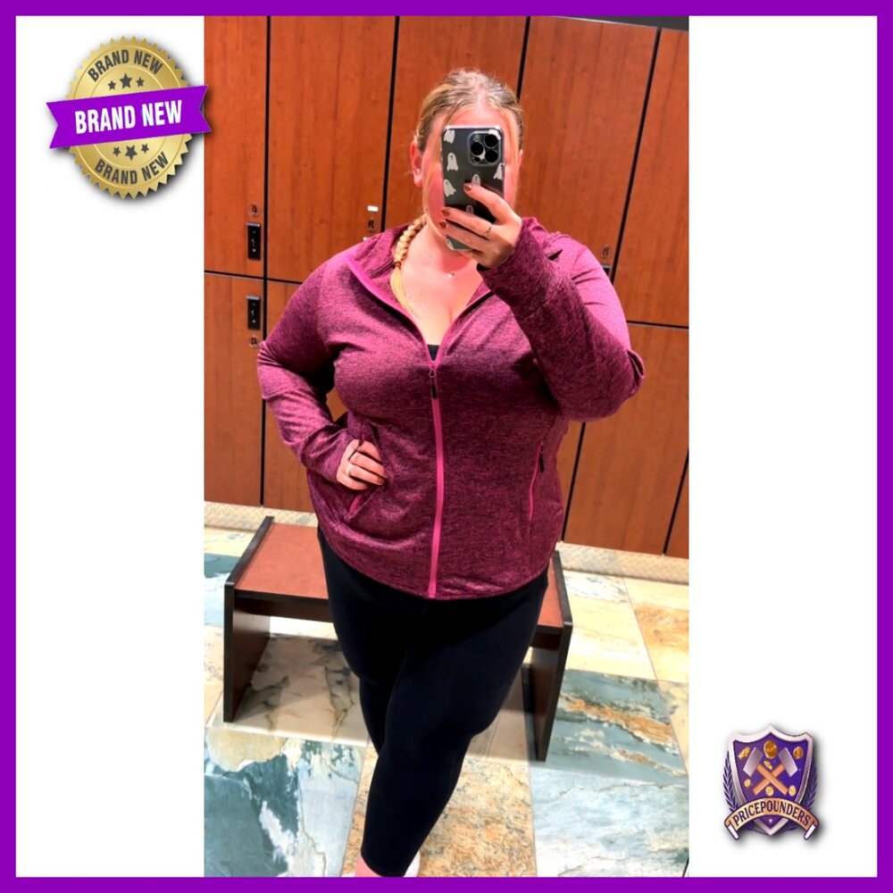 Plus Size Full Zip Workout Jacket Lightweight Hoo… - image 6